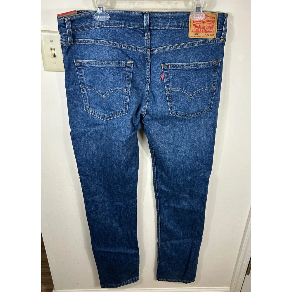 Levi's 511 Slim Jeans Mens 36x34 Blue Stretch Denim NEW Classic Casual Workwear